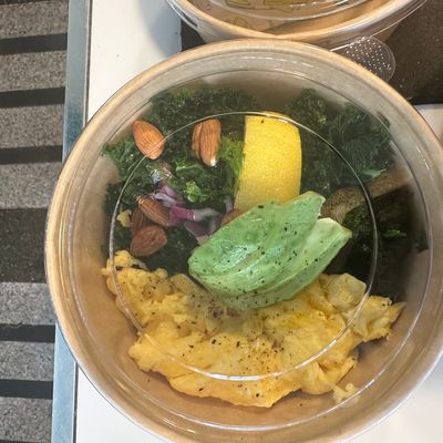 Kale, avocado, scrambled egg