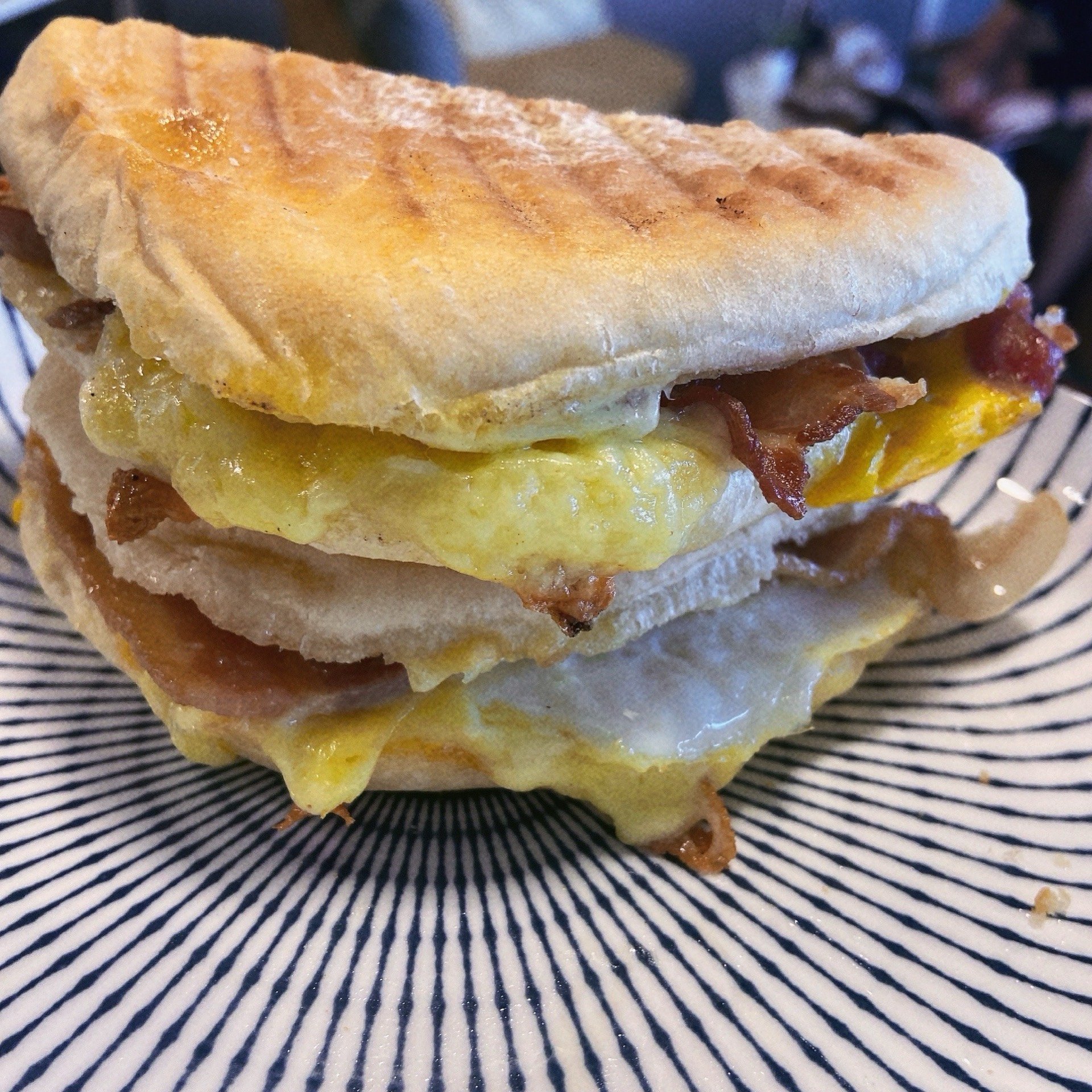 Breakfast Panini - Egg & Bacon Cheddar 1